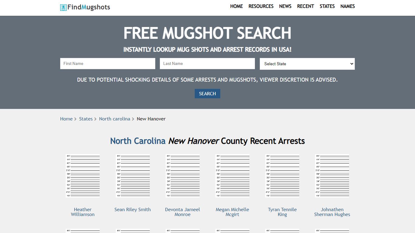 Find New Hanover North Carolina Mugshots - Find Mugshots
