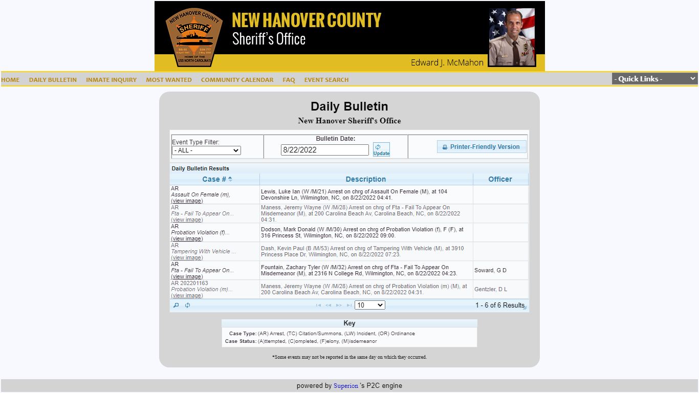 New Hanover Sheriff's Office P2C - New Hanover County, North Carolina